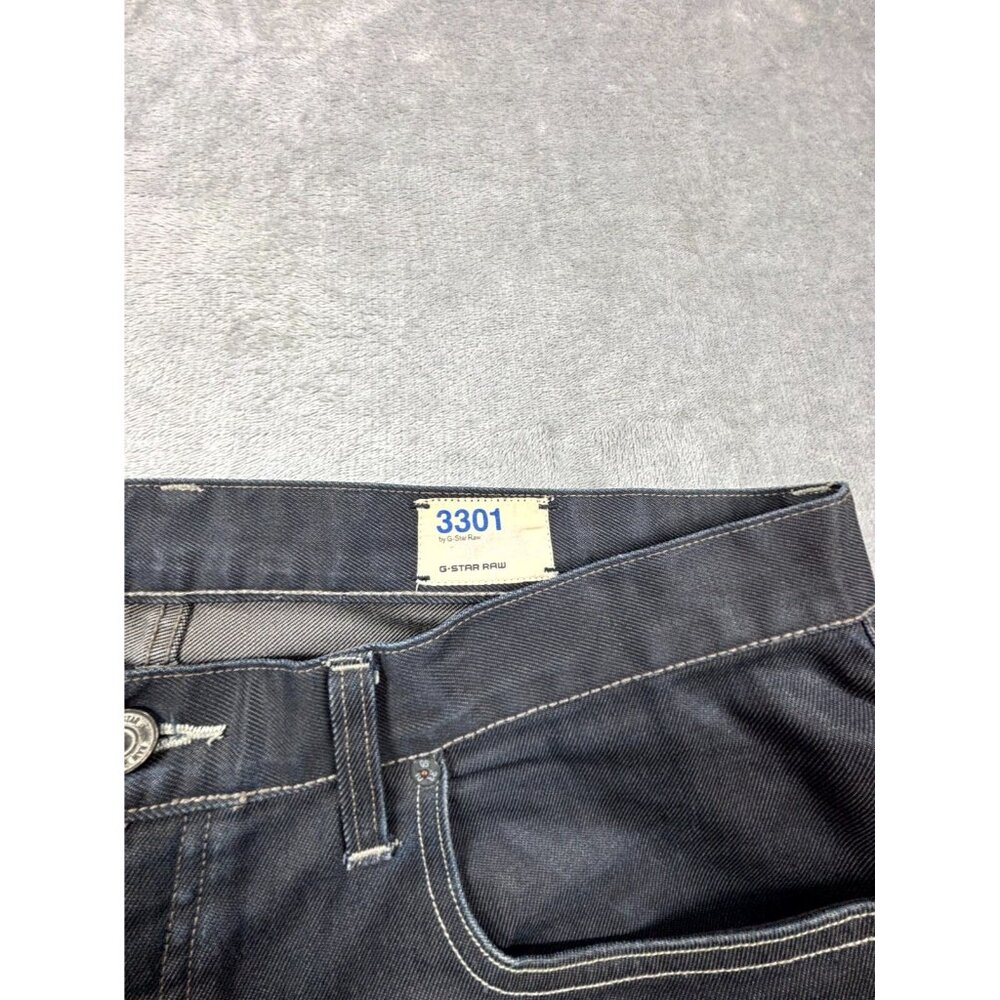 G-Star Raw Jeans Mens 40/32 Black Denim Dark Wash Straight Leg Classic Zip Fly - Picture 4 of 11